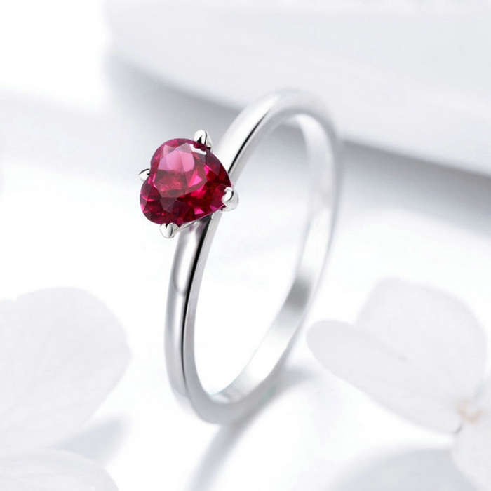 S925 Sterling Silver Ring Heartbeat Fashion Ring, Size:6