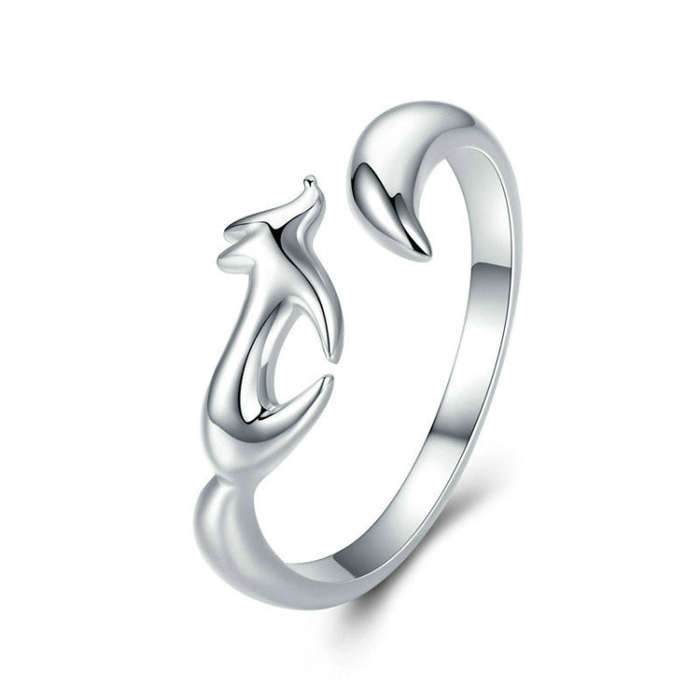 S925 Sterling Silver Ring Little Fox Zircon Ring