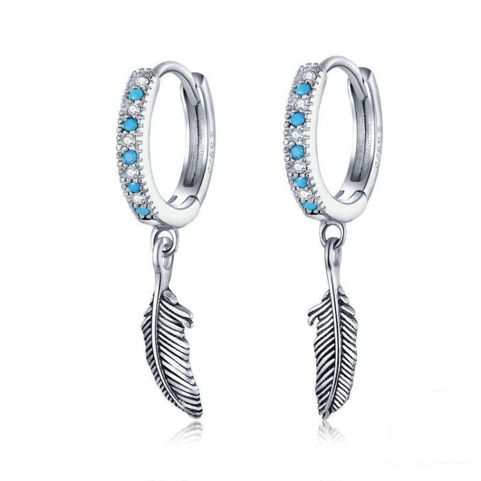S925 Sterling Silver Feather Earrings