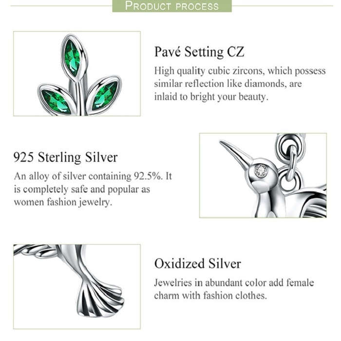 Hummingbird Greetings S925 Sterling Silver With Zircon Earrings