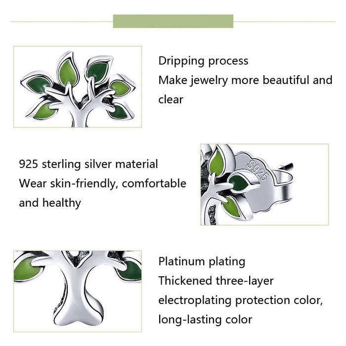 Tree of Life Heart Earrings S925 Sterling Silver Earrings