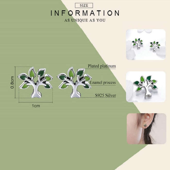 Tree of Life Heart Earrings S925 Sterling Silver Earrings