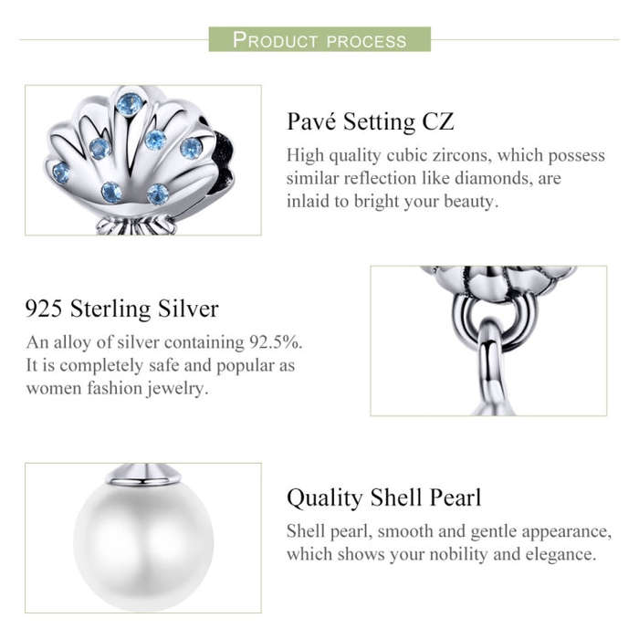 S925 Sterling Silver Scallop Pearl Beaded DIY Bracelet Accessories