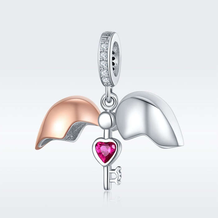 S925 Sterling Silver Heart-shaped Openable Key Necklace Charm DIY Bracelet Accessories