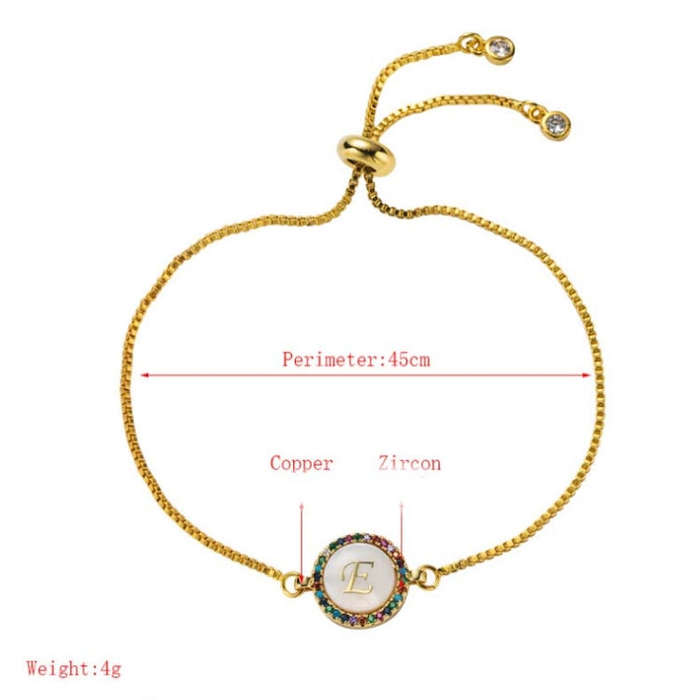 English Letter Bracelet Couple Girlfriends DIY Bracelet Men Women Micro Inlaid Zircon Rainbow Bra...
