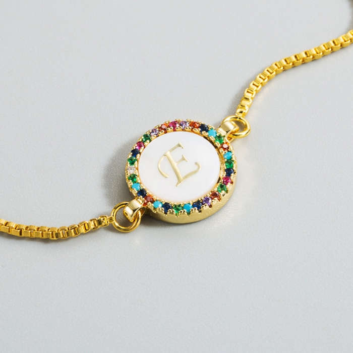English Letter Bracelet Couple Girlfriends DIY Bracelet Men Women Micro Inlaid Zircon Rainbow Bra...