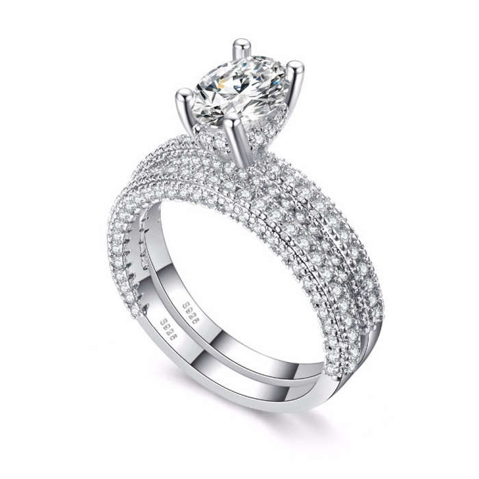 Double Row For Women Fashion Cubic Zirconia Wedding Engagement ring, Ring Size:8(Rose Gold Deputy...