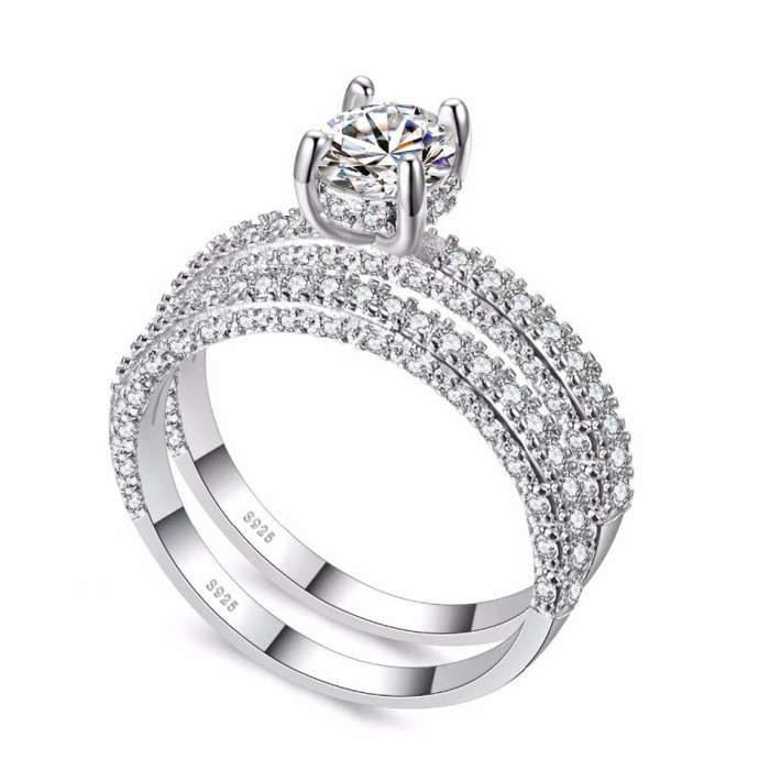 Double Row For Women Fashion Cubic Zirconia Wedding Engagement ring, Ring Size:8(Rose Gold Deputy...
