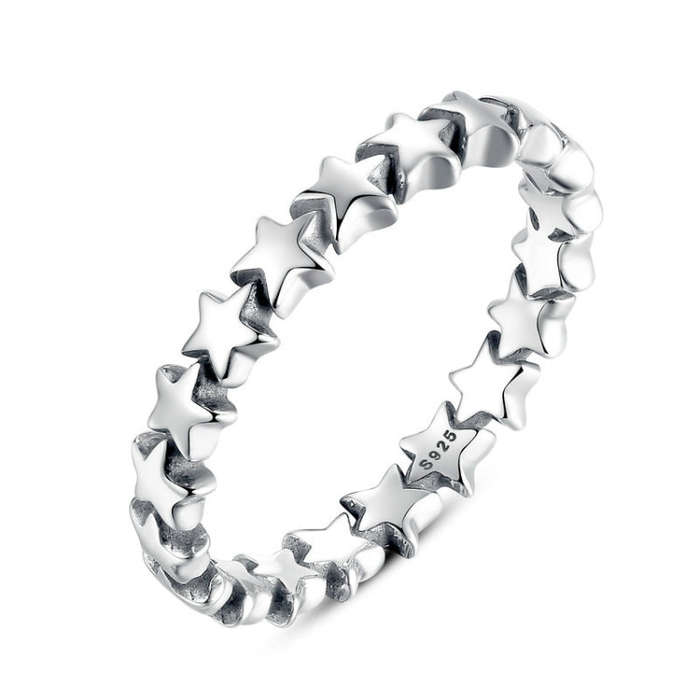 Star Shape Women 925 Sterling Silver Jewelry, Ring Size:8