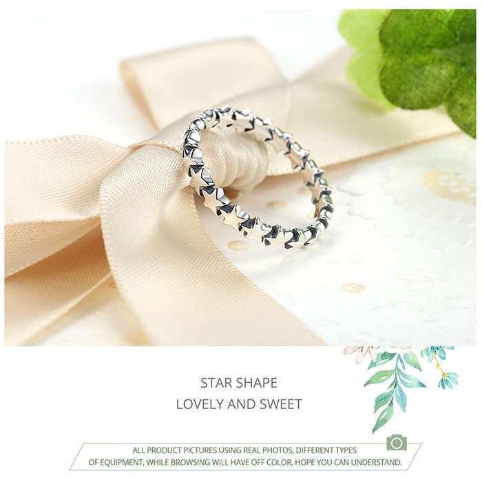 Star Shape Women 925 Sterling Silver Jewelry, Ring Size:8