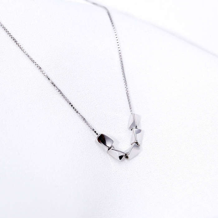 925 Sterling Silver Peas Necklace Rice Clavicle Chain
