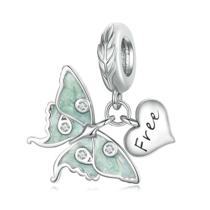 DIY Bracelet Beading Accessories Fresh Natural S925 Silver Pendant, Style: Butterfly BSC650