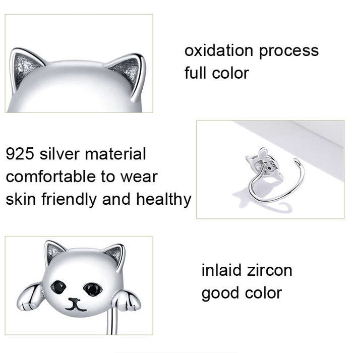 SCE965 925 Silver Cat Earrings Animal Shaped Earrings