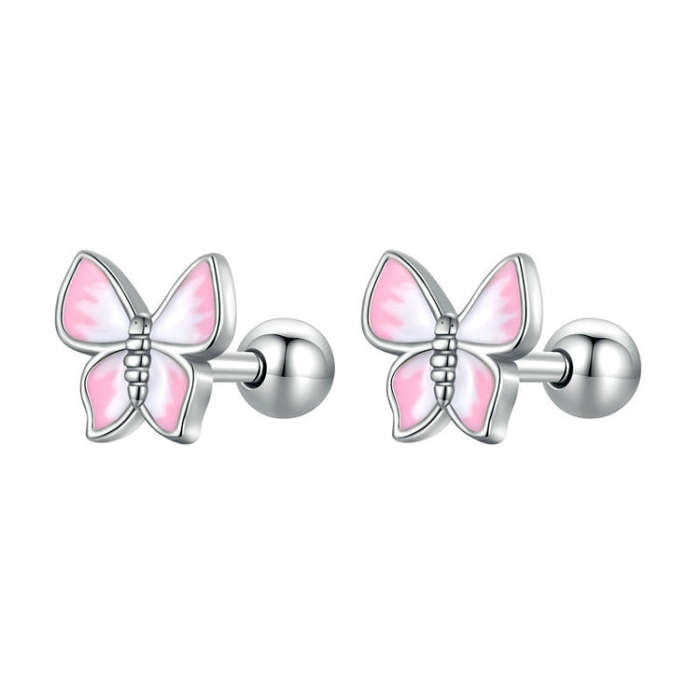 SCE1495 Mini 925 Silver Butterfly Earrings  Earrings