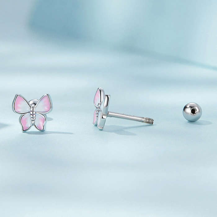 SCE1495 Mini 925 Silver Butterfly Earrings  Earrings