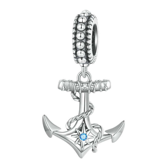 SCC2401 925 Silver Anchor Pendant Beads DIY Bracelet Beads