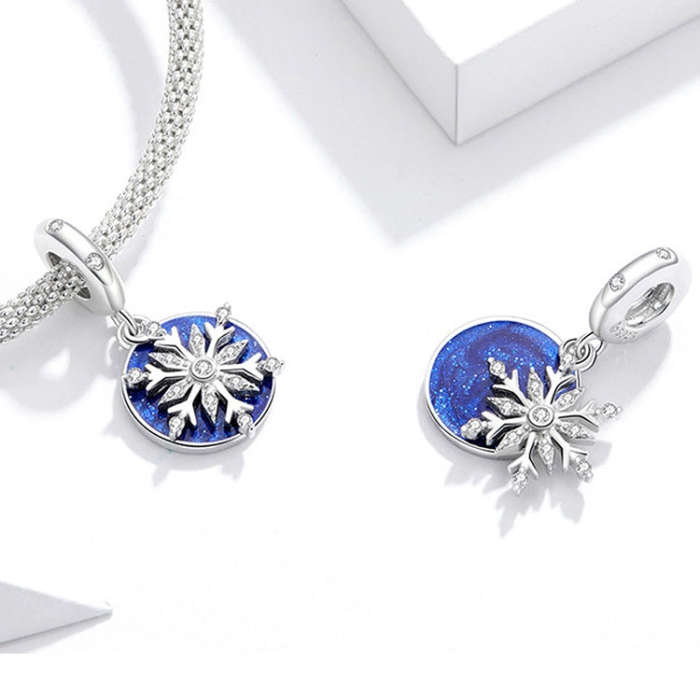 BSC721 Winter Snowflake DIY Bracelet Bead Christmas 925 Silver Bead Accessories