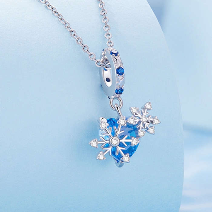 BSC721 Winter Snowflake DIY Bracelet Bead Christmas 925 Silver Bead Accessories