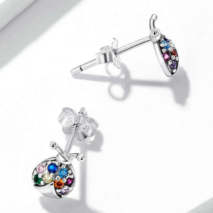 Insect Series Earrings 925 Silver Earrings, Style: Beetle