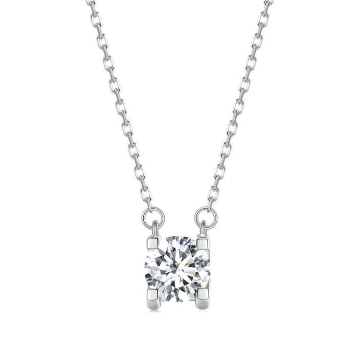MSN005 Sterling Silver S925 Sparkling Moissanite Pendant  Necklace