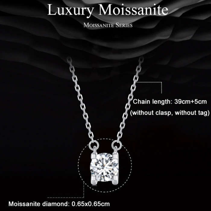 MSN005 Sterling Silver S925 Sparkling Moissanite Pendant  Necklace