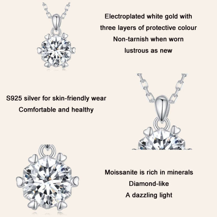 MSN006 Sterling Silver S925 Hexagonal Moissanite Pendant  Necklace