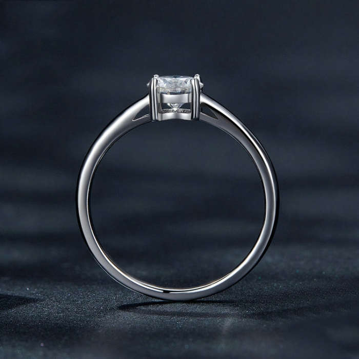 MSR005 Sterling Silver S925 Four Claw Moissanite Ring  Jewellery, Size: No.8