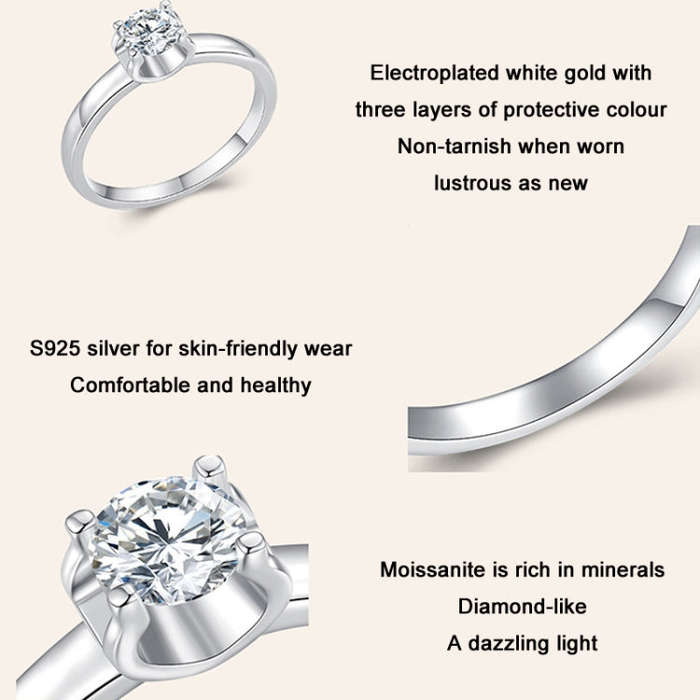 MSR007 Sterling Silver S925 Spirit Moissanite  Ring(No.8)