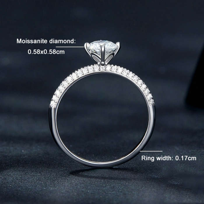 MSR008 Sterling Silver S925 Sparkling Moissanite Ring Zirconia  Jewellery(No.7)