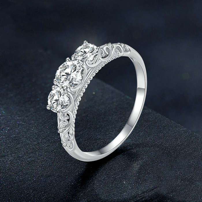 MSR009 Sterling Silver S925 Lace  Moissanite Ring(No.7)
