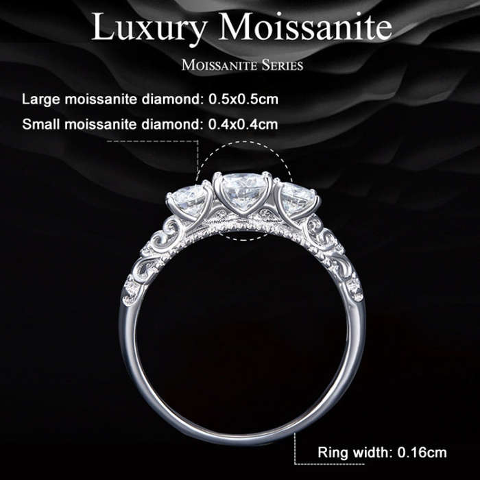 MSR009 Sterling Silver S925 Lace  Moissanite Ring(No.8)