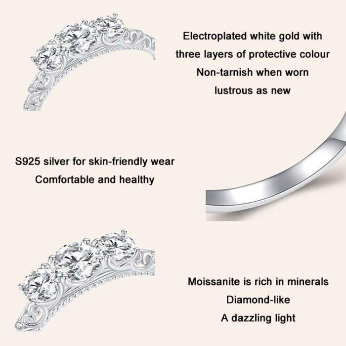 MSR009 Sterling Silver S925 Lace  Moissanite Ring(No.8)