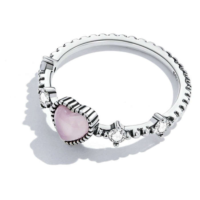 SCR805 S925 Sterling Silver Gentle Delicate Heart Ring(No.9)