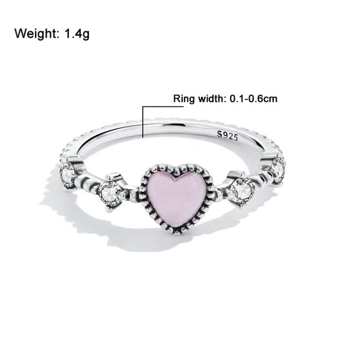 SCR805 S925 Sterling Silver Gentle Delicate Heart Ring(No.8)