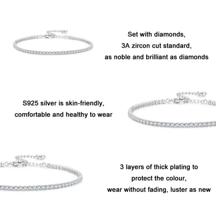 BSB097 S925 Sterling Silver  Pop Zirconia Bracelet