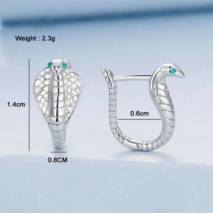 BSE728 Sterling Silver S925  Zirconia Cobra Earrings
