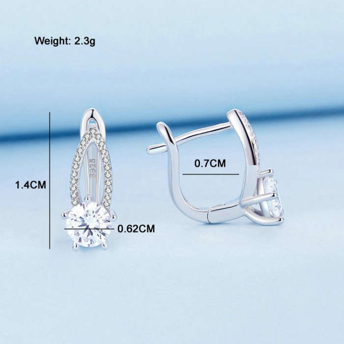 BSE732 Sterling Silver S925  Zirconia Hollow Line Earrings
