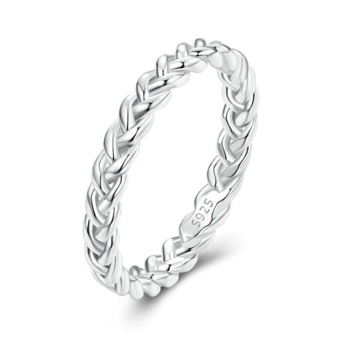 BSR311 Sterling Silver S925 Geometric Twist  Ring(No.8)