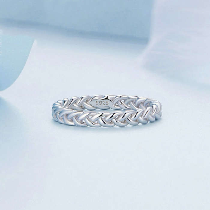 BSR311 Sterling Silver S925 Geometric Twist  Ring(No.8)