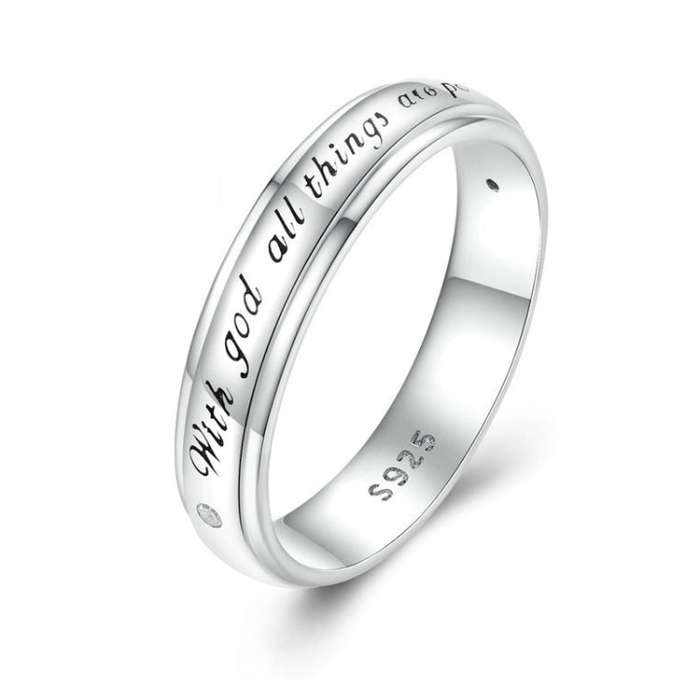 BSR337-A Sterling Silver S925 Geometric White Gold Vermeil Zirconia Curved Signet Ring(No.7)