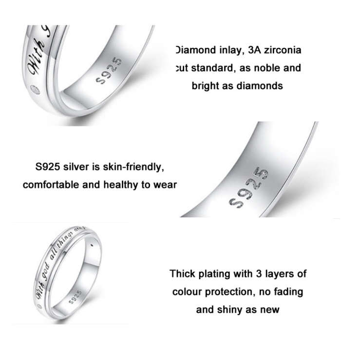 BSR337-C Sterling Silver S925 Geometric White Gold Vermeil Zirconia Curved Signet Ring(No.8)