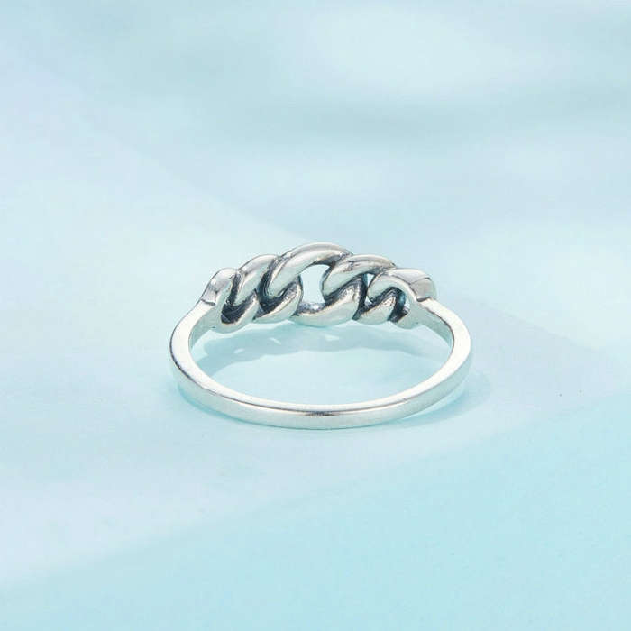 SCR891 Sterling Silver S925 Hollow Circle Chain Ring(No.6)