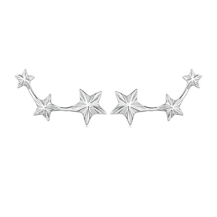 BSE750 Sterling Silver S925  Star Earrings