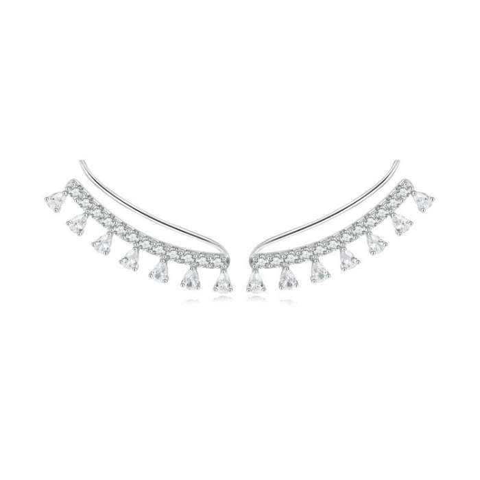 BSE758 Sterling Silver S925  Sparkling Zirconia Earrings