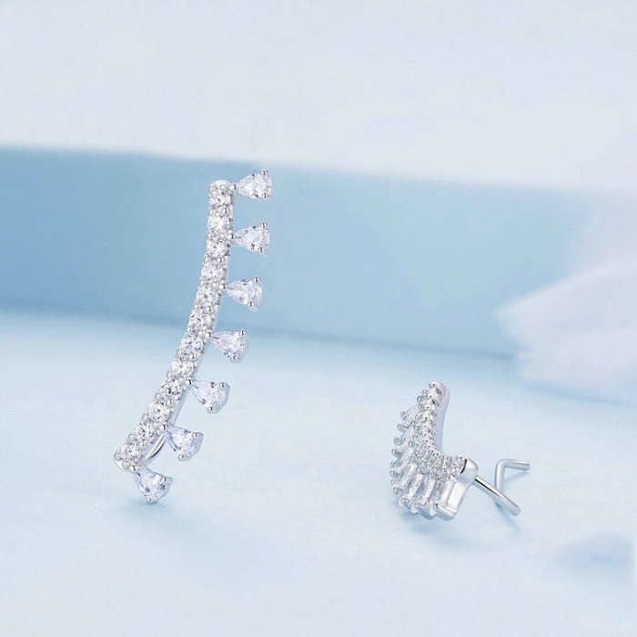 BSE758 Sterling Silver S925  Sparkling Zirconia Earrings