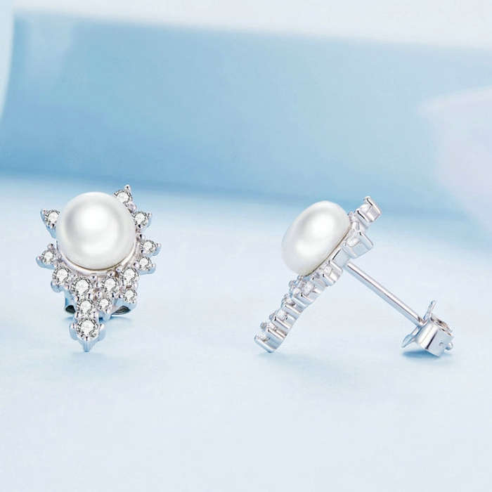 BSE761 Sterling Silver S925  Zirconia Bead Earrings