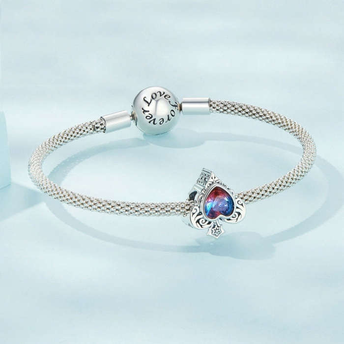 SCC2431 Sterling Silver S925 Synthetic Tourmaline Heart Playing Card Spades Bracelet Beaded