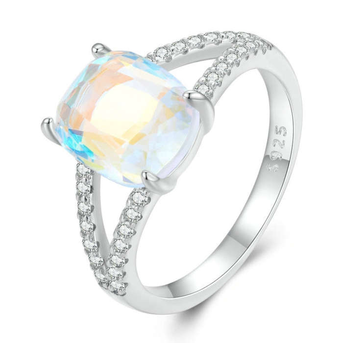 BSR354 Sterling Silver S925 Symphony Glass  Zircon Ring(No.6)