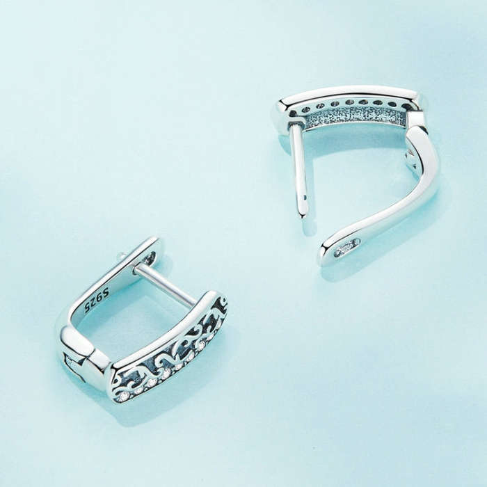 SCE1545 S925 Sterling Silver Vintage Zircon Pattern Earrings