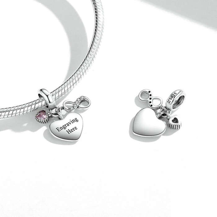 SCC1922 Sterling Silver S925 Endless Heart Zircon Bracelet Pendant